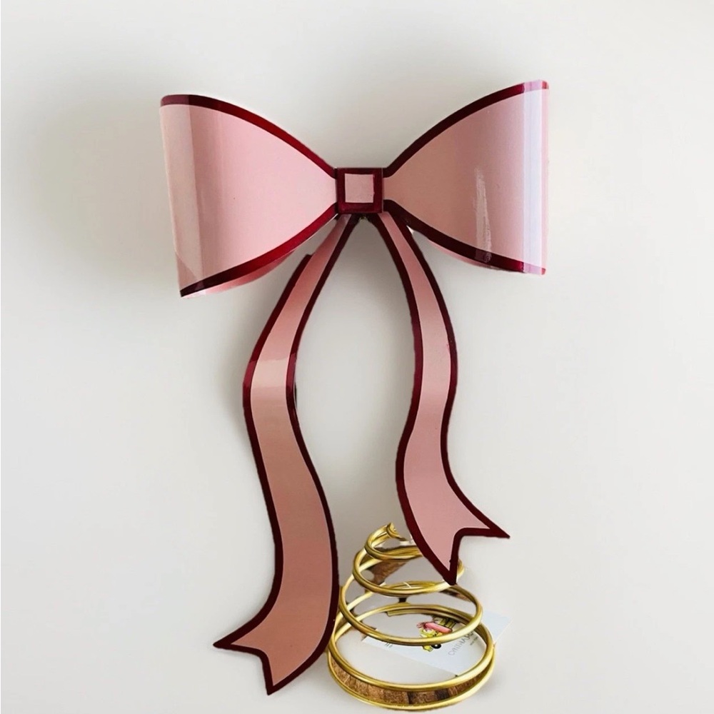 Cynthia Rowley Pink Pastel Coquette Metal Christmas Bow Tree Topper NWT - Picture 2 of 3